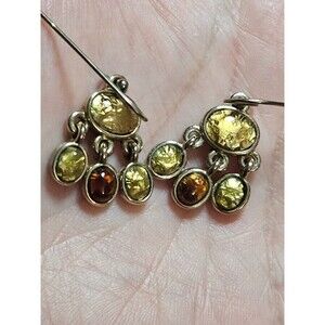 *Sale* Liz Claiborne silver tone green dangling earrings